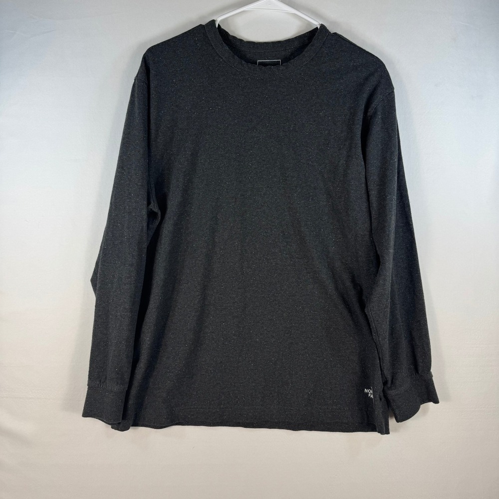The North Face Mens Large Long Sleeve T-Shirt Charcoal Grey Heather Cotton Blend